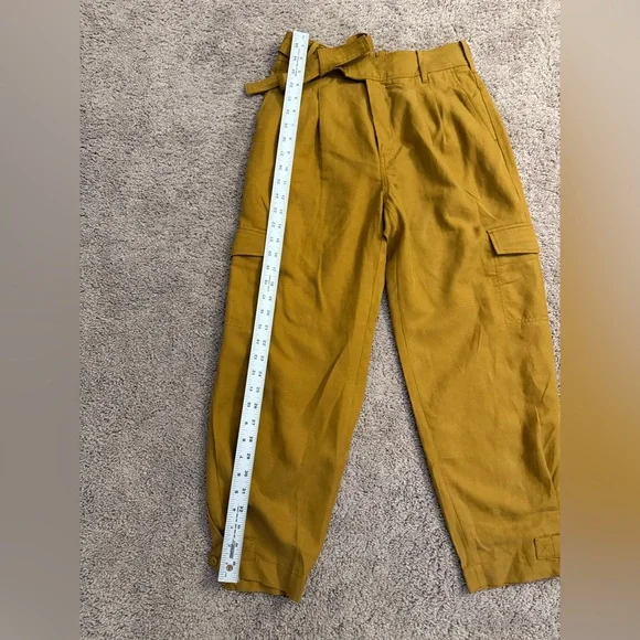 Banana Republic Cargo Pants Women size 6 Mustard Yellow High Waist Pants - Picture 2 of 10